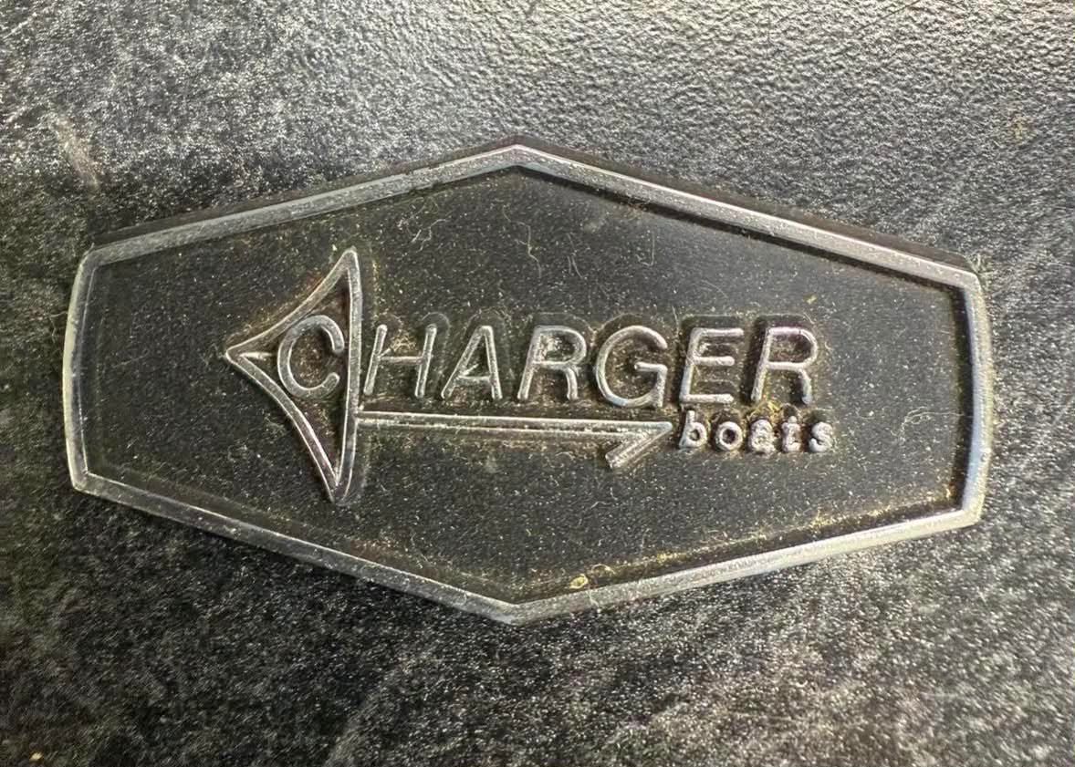 Vintage metal Charger Boats emblem