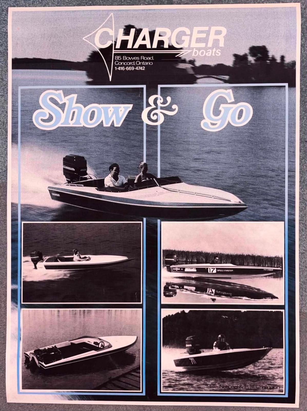 Original 'Show & Go' sales brochure showing multiple Charger boat models